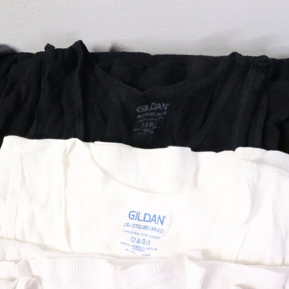 11pc Men's 2XL Gildan Black White Ribbed Stretch Sleeveless Undershirt Tank Tops - Picture 5 of 9